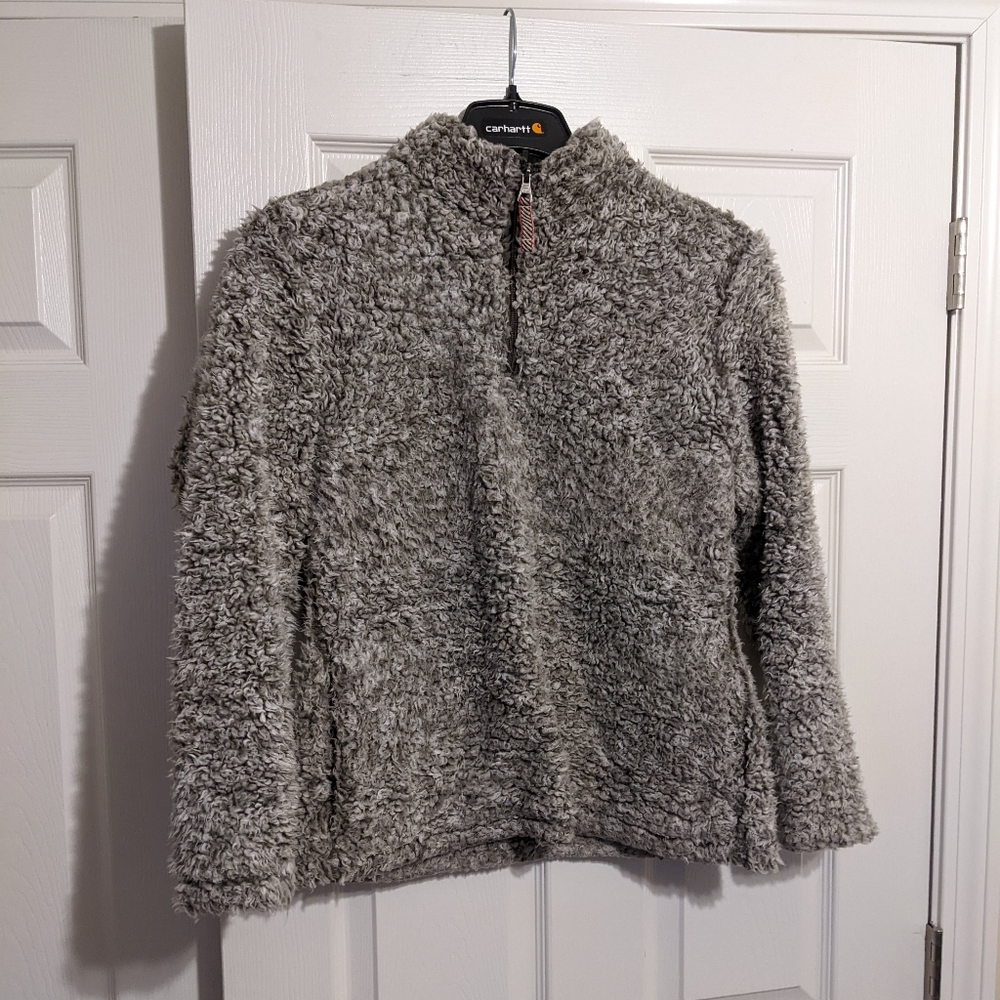 Weatherproof vintage men's medium gray 1/4 zip cozy Sherpa pullover